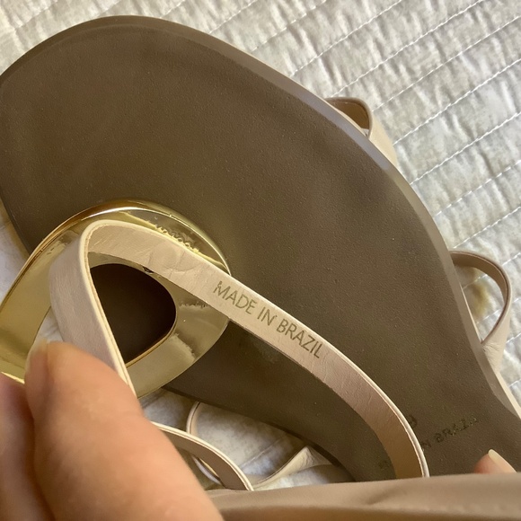 Cecelia New York Mig Leather Slide Sandals Nude Gold SZ 9 NWOT - Picture 13 of 15